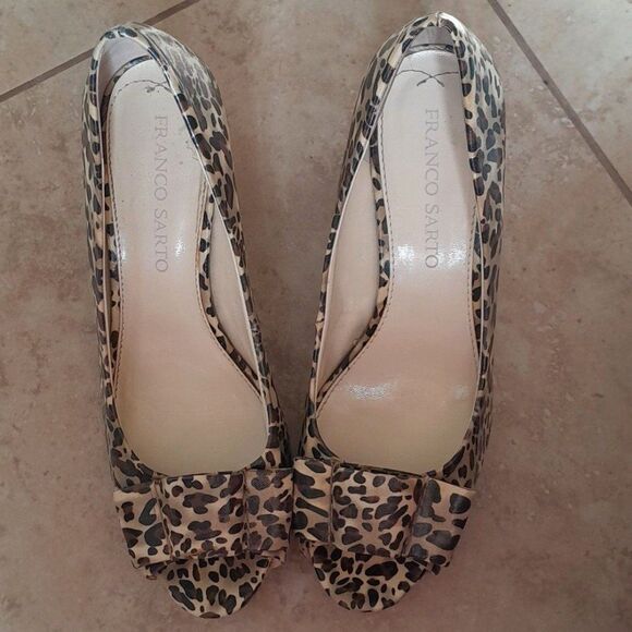 Franco Sarto Vice, Animal Print platform, High Chunk Heel, Peep Toe Shoes - Picture 2 of 12